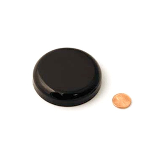 Product image of a 70mm (70-400) Black PP Foam Lined Dome Cap (PKW-C070C4DPTSB). This cap is designed for sealing containers and includes a foam lining for added sealing capability.