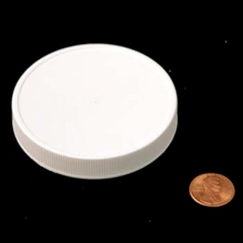 70mm (70-400) White PP Unlined Ribbed Cap, Each