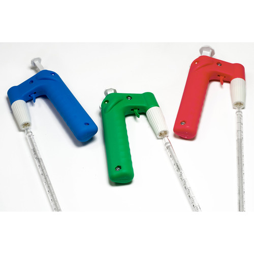 Laboratory-grade 25 ml pipette pump in red, fast release model III