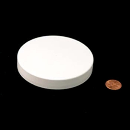 Product image of an 89mm (89-400) White PP Pressure Sensitive Lined Smooth Cap (PKW-C089C4SPPSW). This cap is used for sealing containers and features a pressure-sensitive lining for reliable closures.