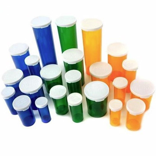 Green Pharmacy Vials, Easy Snap-Caps, Green, 40 dram (148mL), case/190