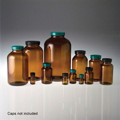 Amber Wide Mouth Glass Bottles, 60 ml, 33-400 neck finish, No Caps, case/216