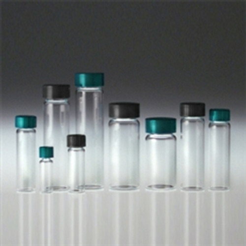 Clear Borosilicate Glass Vials, Screw Top 7.5mL, Rubber Lined Caps, case/144
