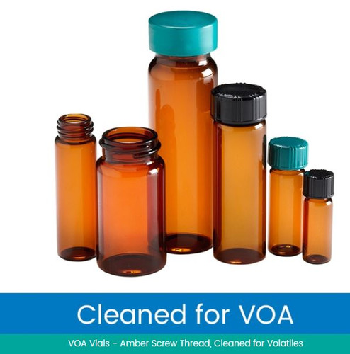 20 ml Amber Borosilicate Glass Vials, Hole Cap, PTFE/Silicone Septa, Cleaned & Certified, for Volatiles, case/80