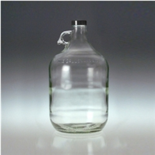 Clear Glass Jugs, 4 liter with 38-400 Black Polypropylene Cap & PTFE Disc, case/4