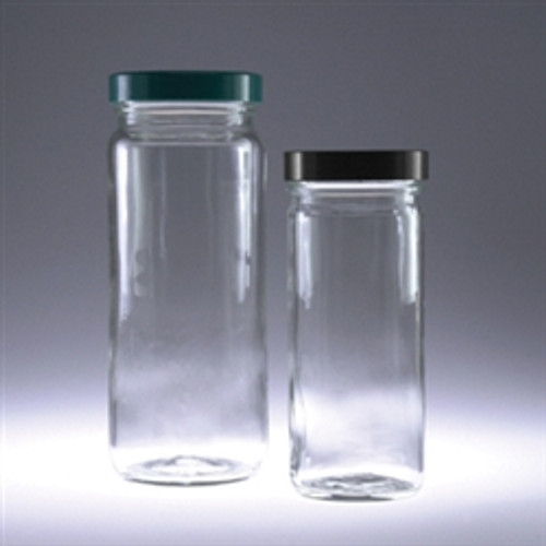 Clear Tall Straight Sided Jars, 8oz, Black Vinyl Lined Caps, case/24