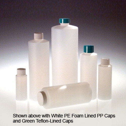16oz Cylinder Bottles, HDPE with 24-410 Black Cone Lined Caps, case/153