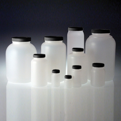 HDPE, Wide Mouth Bottles, 60 ml, 33-400 White Unlined Caps, 2oz, case/48