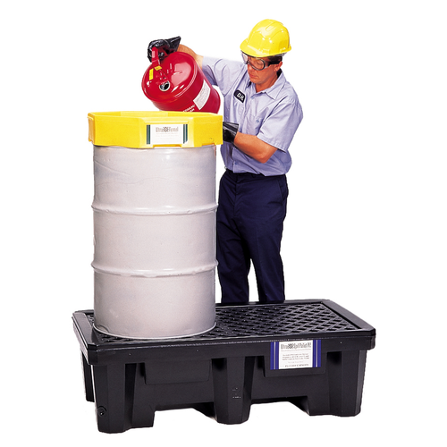 Drum Spill Pallet P2, Economy Model, Drain, Black, 2-Drum