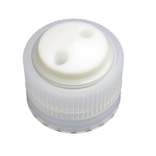 Port Cap for Solvent Delivery, 2-holes, Fits Nalgene® 38-430 Bottles, Kit with plugs Port Cap for Solvent Delivery, 2-holes, Fits Nalgene® 38-430 Bottles, Kit with plugs