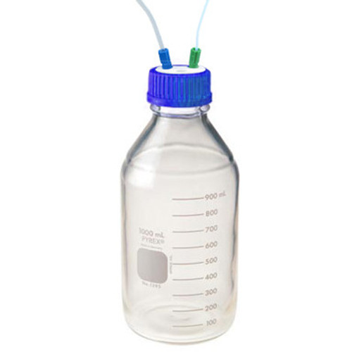 Solvent Delivery Cap, 3-Port Cap for Glass Media Bottles, GL-45, PTFE with PP plugs
