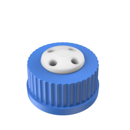Solvent Delivery Cap, 4-Port Cap for Glass Media Bottles, GL-45, PTFE with PP plugs Solvent Delivery Cap, 4-Port Cap for Glass Media Bottles, GL-45, PTFE with PP plugs