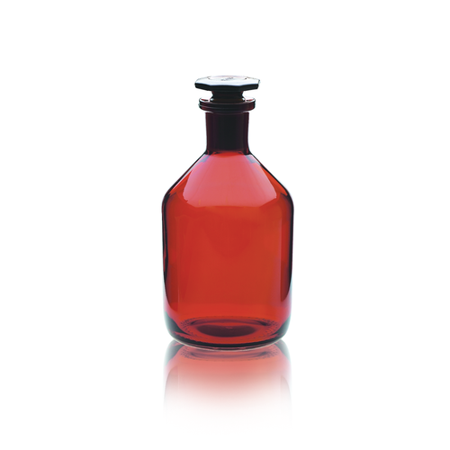 Wheaton® 250 ml Borosilicate Glass Reagent Bottles, Amber, Ground Stopper, case/10