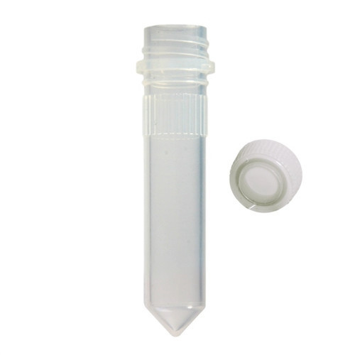 Microcentrifuge Tube, 2mL with Screw Cap, Conical Base, Graduated, Writing Area, Sterile , Clear