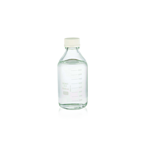 Wheaton® 1000 ml Lab Media Bottles, GL-45, Borosilicate Glass, Safety Coated, Caps, case/12