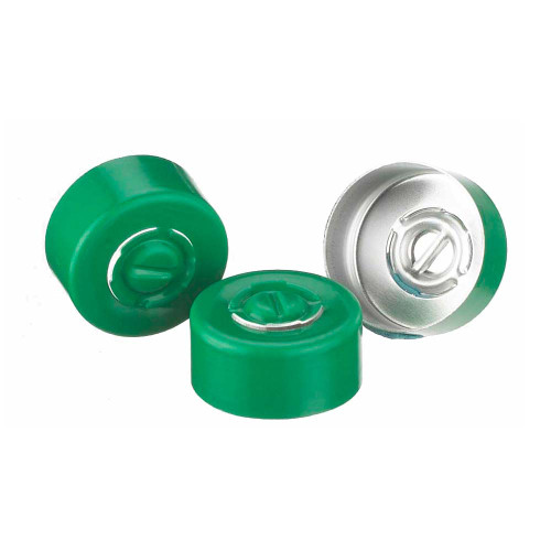 Wheaton® 13mm Crimp Seal, Center Tear-Out, Aluminum Green, Unlined, case/1000