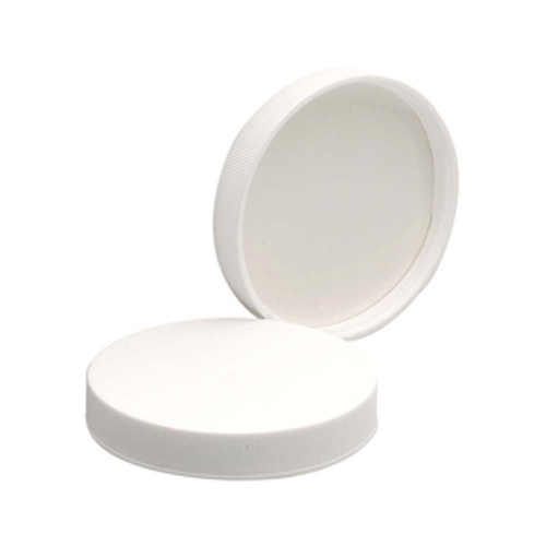 Case of 48 White Wheaton® 63-400 PP Caps with PTFE Faced/Foamed Poly Liner (Product Code: DWK-239243).