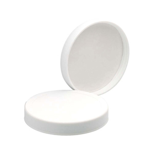 Case of 500 White Wheaton® 89-400 PP Caps with PTFE Liner (Product Code: DWK-239446).