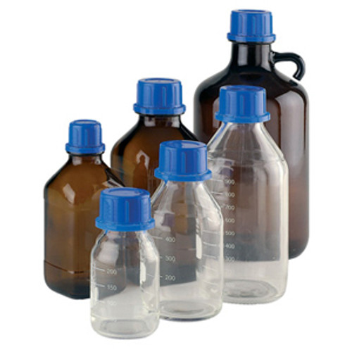 Wheaton® 16oz Clear Glass Bottles, French Squares, PTFE Liner