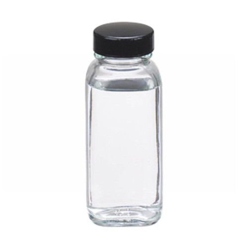 Azpack Clear Sloping Shoulder Flat Glass Bottles with White Polypropylene  Unlined Screw Cap