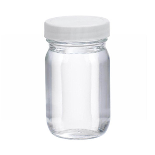 16 oz. French Square Flint Glass Jar with 48mm Flat Top