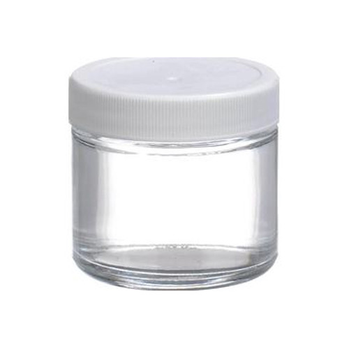 Certified, Clean 4 oz Clear Glass Sample Jars with Screw Caps, Short, case/ 24