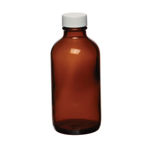 4 Liter Amber Glass Bottle with, PTFE Lined Cap, each