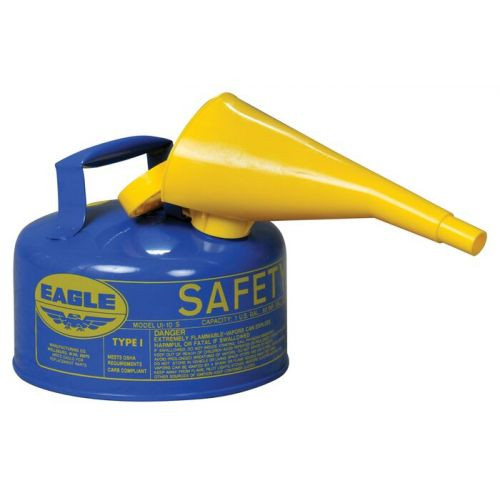Eagle® 1 Gallon Steel Safety Can For Kerosene, Type I, Flame Arrester, Funnel, Blue Eagle® 1 Gallon Steel Safety Can For Kerosene, Type I, Flame Arrester, Funnel, Blue