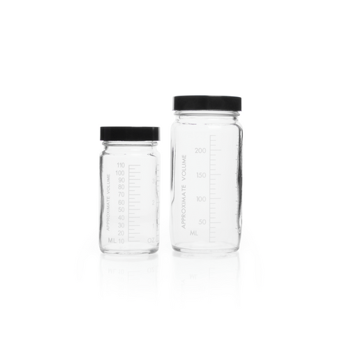 Clear Graduated Wide Mouth Jars, 8oz 58-400 Black Vinyl Lined Caps