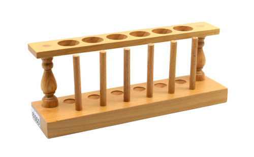 EISCO Wooden Test Tube Rack - Holds 12 Tubes, 6" Wide Unfinished Oak