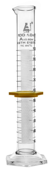 StonyLab 100ml Graduated Measuring Cylinder - Borosilicate Glass With Plastic Base & Collar For Lab