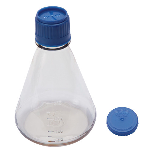 Flask, Erlenmeyer, 125 ml, Sterile, Baffled, Polycarbonate, 38-430 with  Blue Duo Cap, BulK PACK, case/144