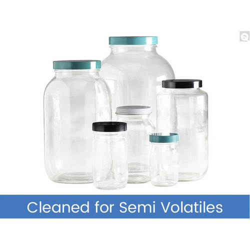 Certified, Clean 16 oz Clear Glass Sample Jars with Screw Caps, Short,  case/12