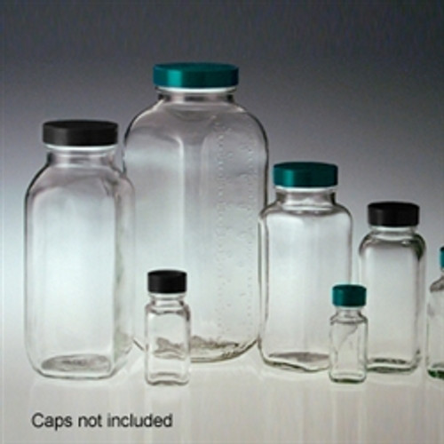 Clear Glass Jars, 60mL, Polyethylene PE Foam Lined Caps, 2oz, case/24