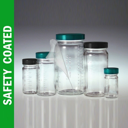 Safety Coated Graduated Glass Jar, 16oz with 63-400 Green