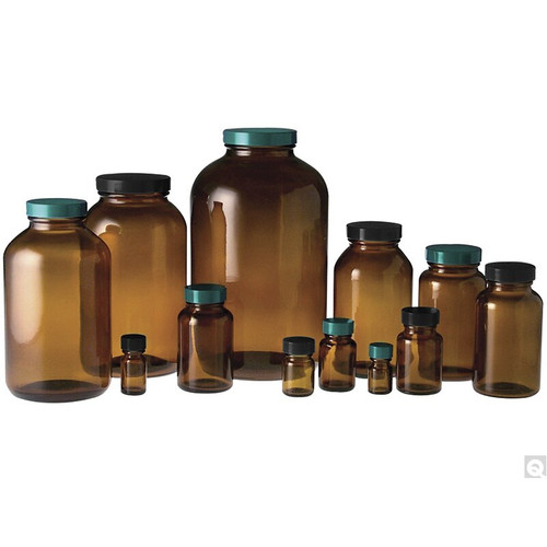 Amber Wide Mouth Glass Bottles, 2500mL, Vinyl Lined Caps, case/12 Amber Wide Mouth Glass Bottles, 2500mL, Vinyl Lined Caps, case/12
