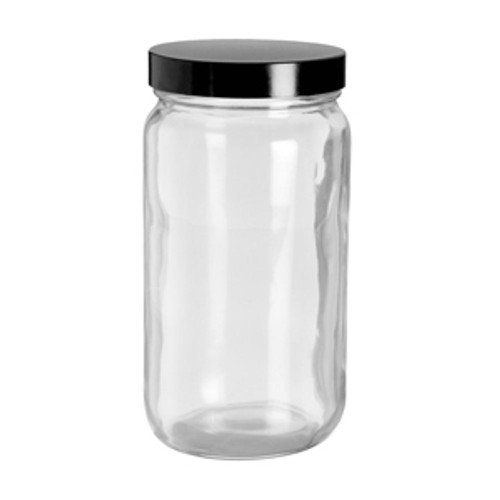 Wheaton W216910 8oz Clear Glass Straight-Sided Wide Mouth Jars with White  PP Caps & PTFE/Foam Liner - E0815-8 - General Laboratory Supply