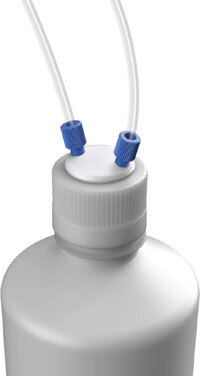 Solvent delivery cap with two tubes