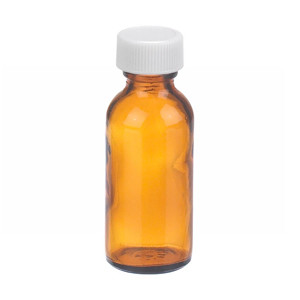 Certified, Clean 16 oz Amber Glass Boston Round Bottles, PTFE