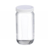 Wheaton® 16oz Clear Wide Mouth Straight Side Glass Bottles, 70-400 PTFE Lined Caps, case/24