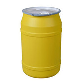 Eagle® 55 Gallon Drum, Metal Lever-Lock, Lab Pack Salvage Plastic Drum Barrel with 2 x 2" Bung Holes, Yellow