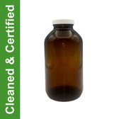 Certified Clean EPA Sample Bottles, Amber Wide Mouth Glass, 1000 ml, 53-400 neck finish, PTFE Lined Caps, case/12