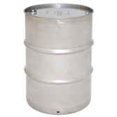 Stainless Steel Drum, 30 gallon, Tight Head, UN Rated Seamless, Crevice-Free