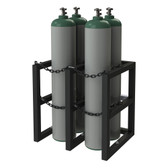 Gas Cylinder Rack, 4 Vertical Cylinders Capacity, 30 x 24 x 30, Black