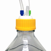 4-Port Solvent Delivery Port Cap Kit for GL45 Media Bottles, Yellow with Plugs