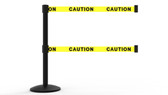 Dual QLine Retractable Safety Barrier: 1 Post, 1 Base, Dual 7' Belts, Caution Tape / Security Belt