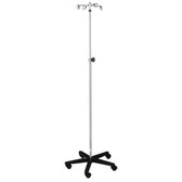 IV Stand, Washable Cart, 4 Hook Ram's Horn, 5 Leg Base On Unhooded Washable Casters