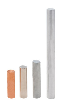 Equal Mass Metal Cylinders Set, Copper, Iron, Aluminum & Zinc, For