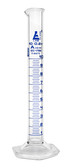 Graduated Cylinder, 10mL, Class A Tolerance +/-0.10mL, Hex Base, Blue Ink, Borosilicate 3.3 Glass