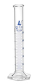 Graduated Cylinder, 25mL, Class A Tolerance +/-0.25mL, Hex Base, Blue Ink, Borosilicate 3.3 Glass